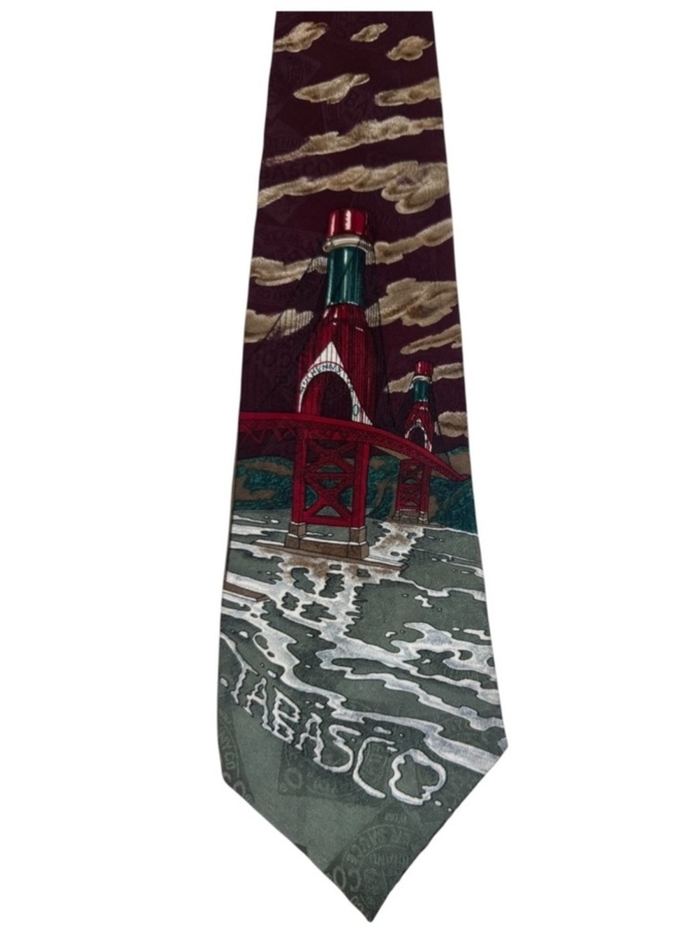 Vintage TABASCO Tie 100% Silk Avery Island Louisiana Novelty Made USA Necktie